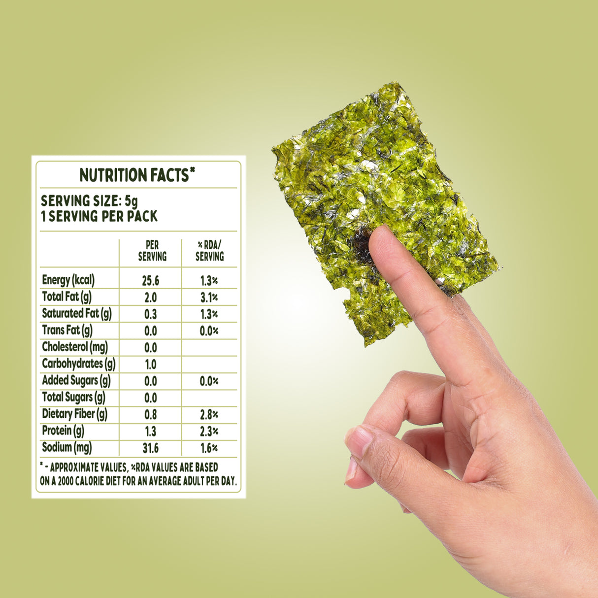 Urban Platter Roasted Seaweed Snack - Classic Sea Salt, 5g (Pack of 3, Ready to eat snack | Sugar Free | Crispy Umami Nori Chips)