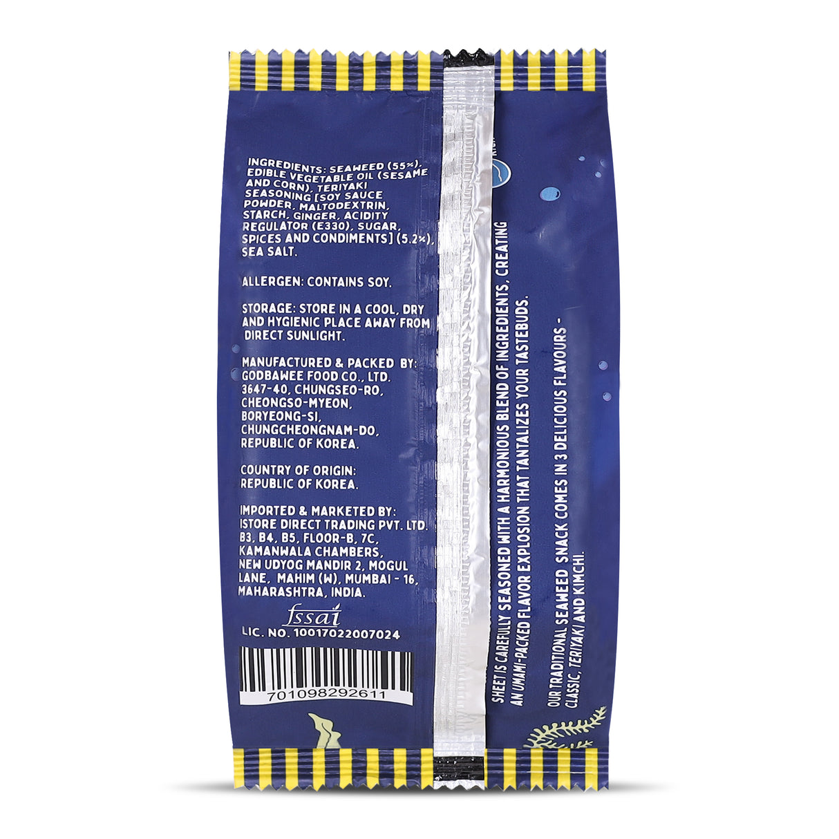 Urban Platter Roasted Seaweed Snack - Teriyaki, 5g (Pack of 3, Ready to eat snack | Crispy Umami Nori Chips | Spicy Teriyaki Flavour)