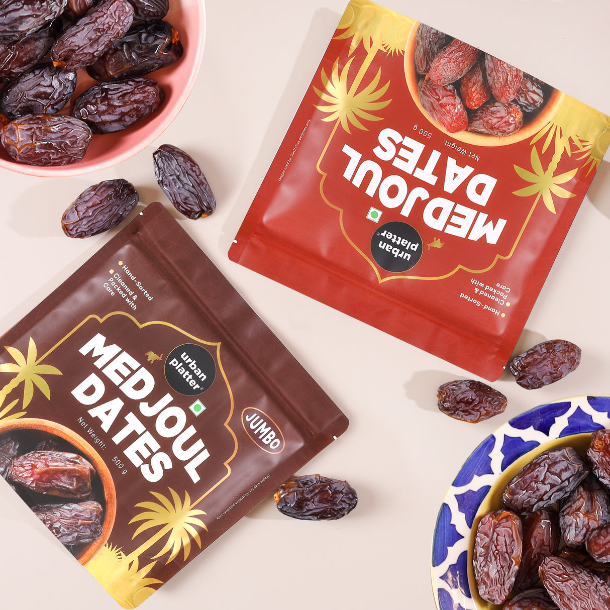 Medium Medjoul Dates, 500g (Hand-Sorted | Moist & Caramelly Texture | Perfect for Snacking & Gifting)