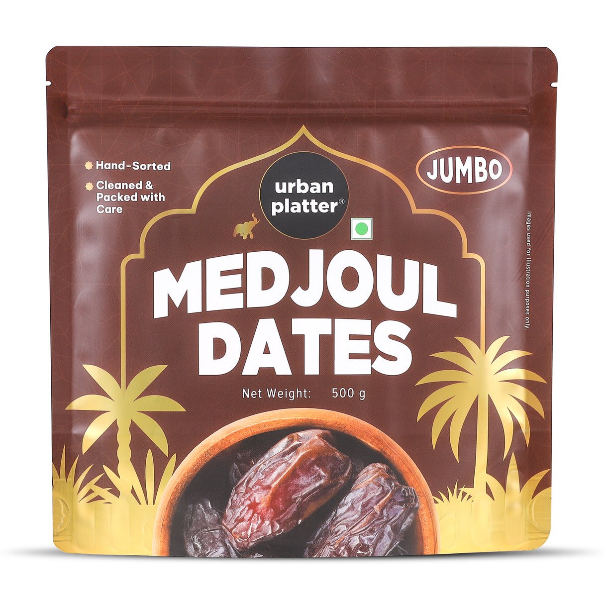 Urban Platter Jumbo Medjoul Dates, 500g (Hand-Sorted | Large-Sized & Succulent | Ideal for Premium Snacking & Festive Gifting)