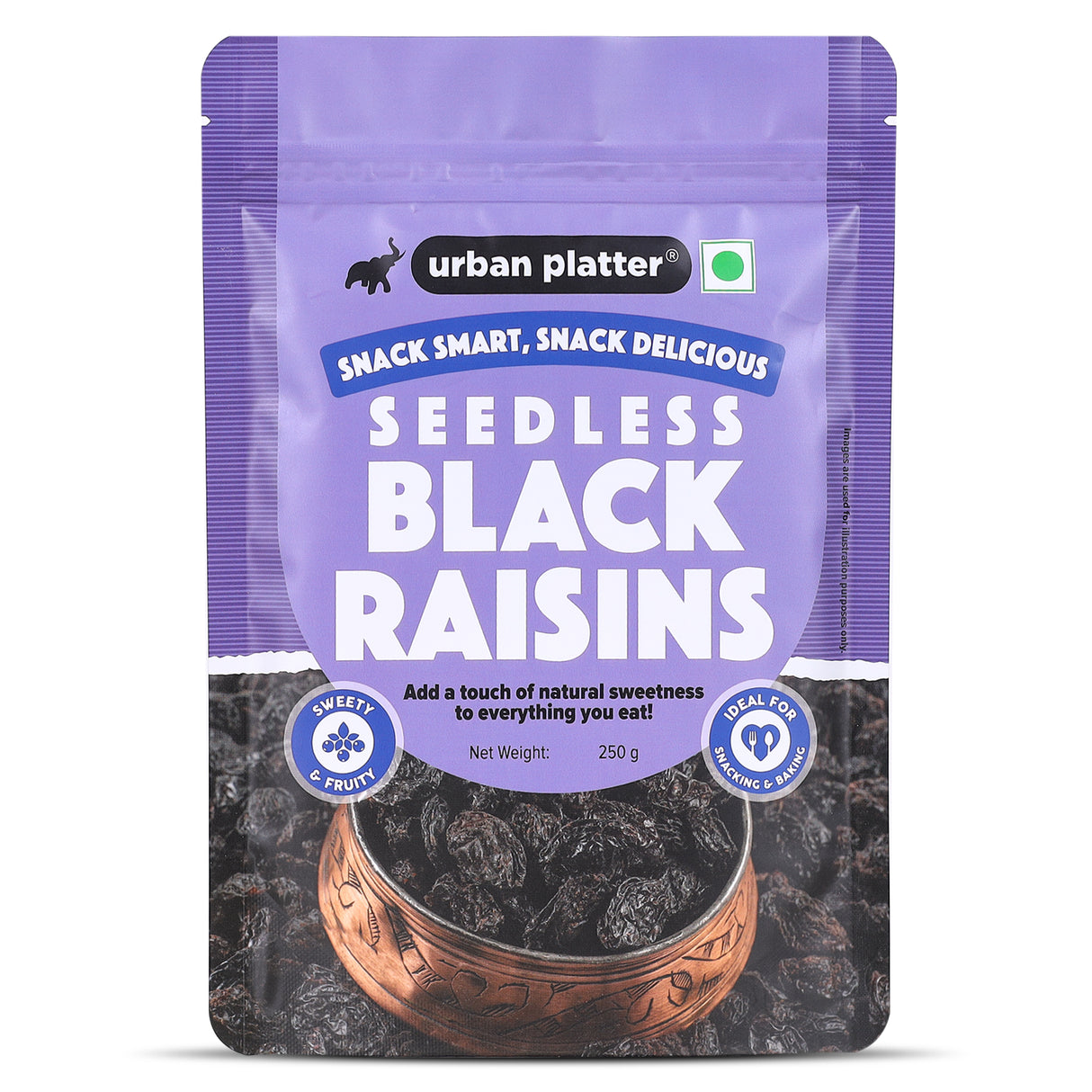 Urban Platter Seedless Black Raisins, (Sweet & Juicy | Sun-Dried & Seedless | Ideal for Baking | Ayurveda Superfood)