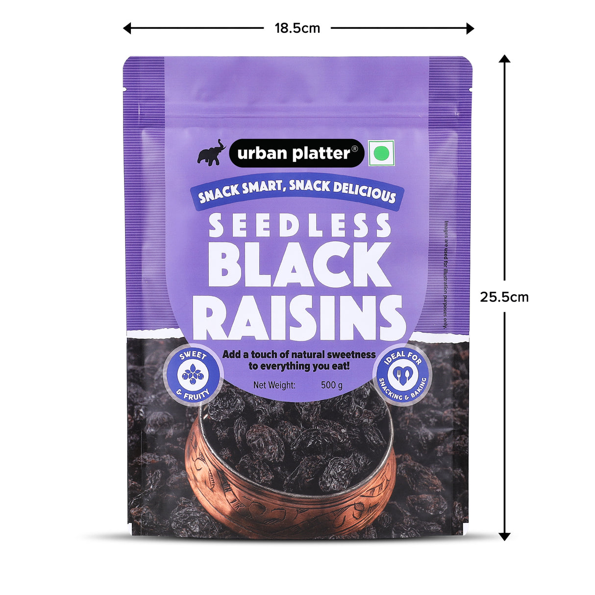 Urban Platter Seedless Black Raisins, 500g (Garnish or Add to Fruit Salads, Oatmeals, Mueslis, Trail Mixes, Ice creams, Baked Goods, Kheer & Ladoos)