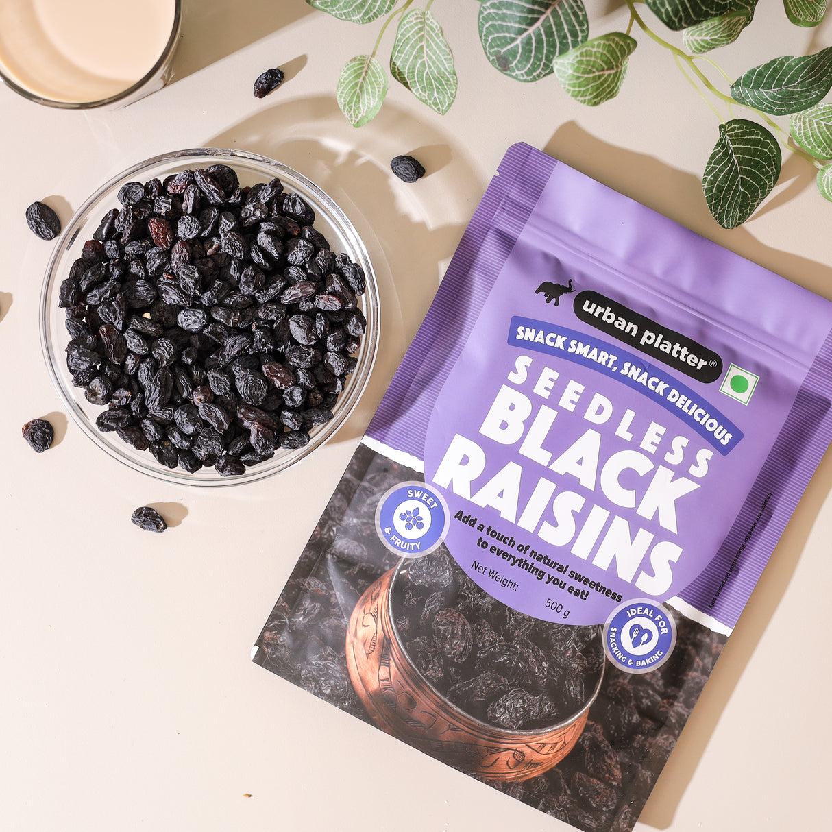 Urban Platter Seedless Black Raisins, 500g (Garnish or Add to Fruit Salads, Oatmeals, Mueslis, Trail Mixes, Ice creams, Baked Goods, Kheer & Ladoos)