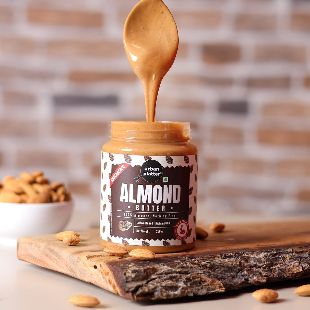 Urban Platter Almond Butter (With Skin) (Bold Nutty Flavour | Single Ingredient | Keto-Friendly | Unblanched Paste)