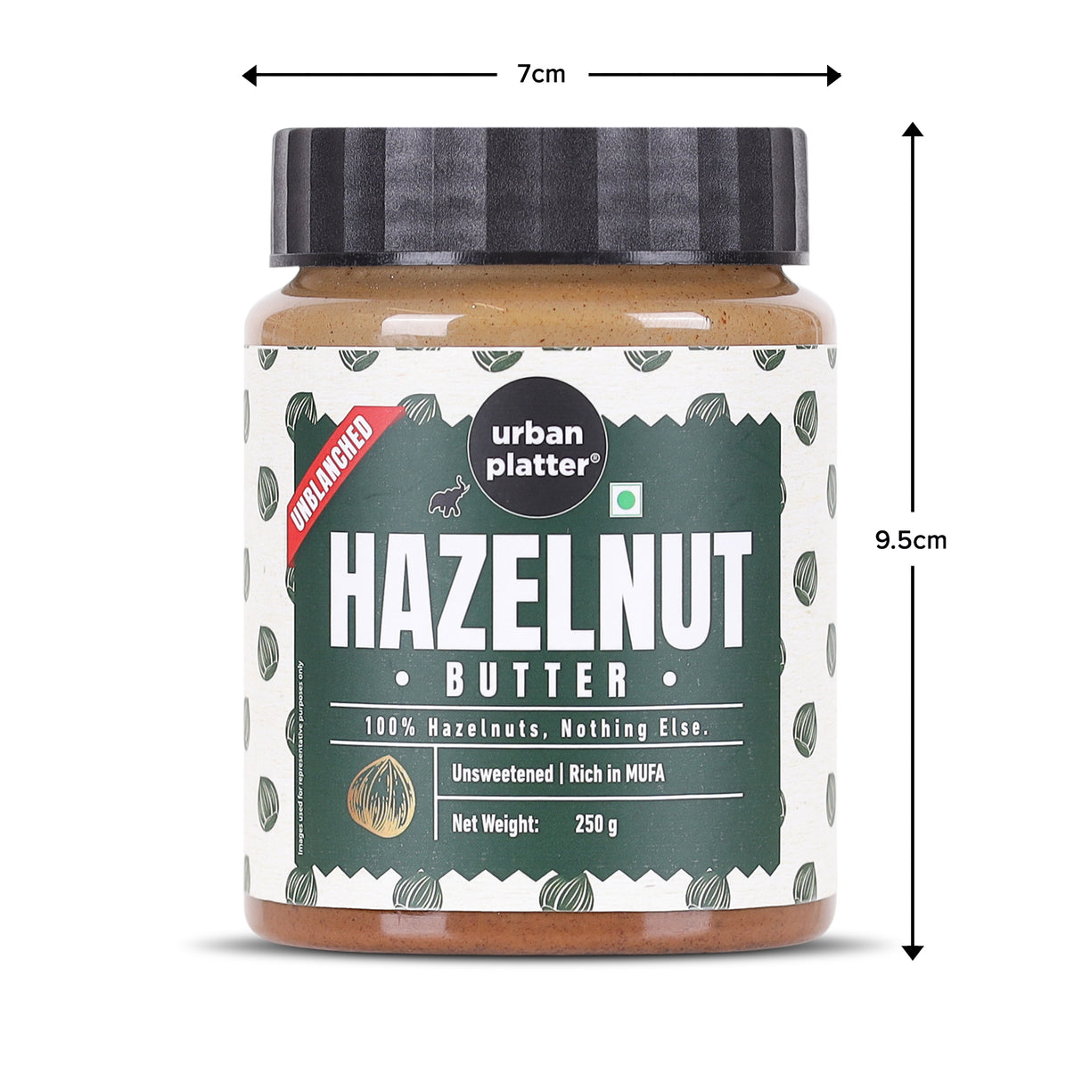 Urban Platter Hazelnut Butter (With Skin), 250g (Bold & Nutty Flavour | Single Ingredient | Keto-friendly | Unblanched Paste)