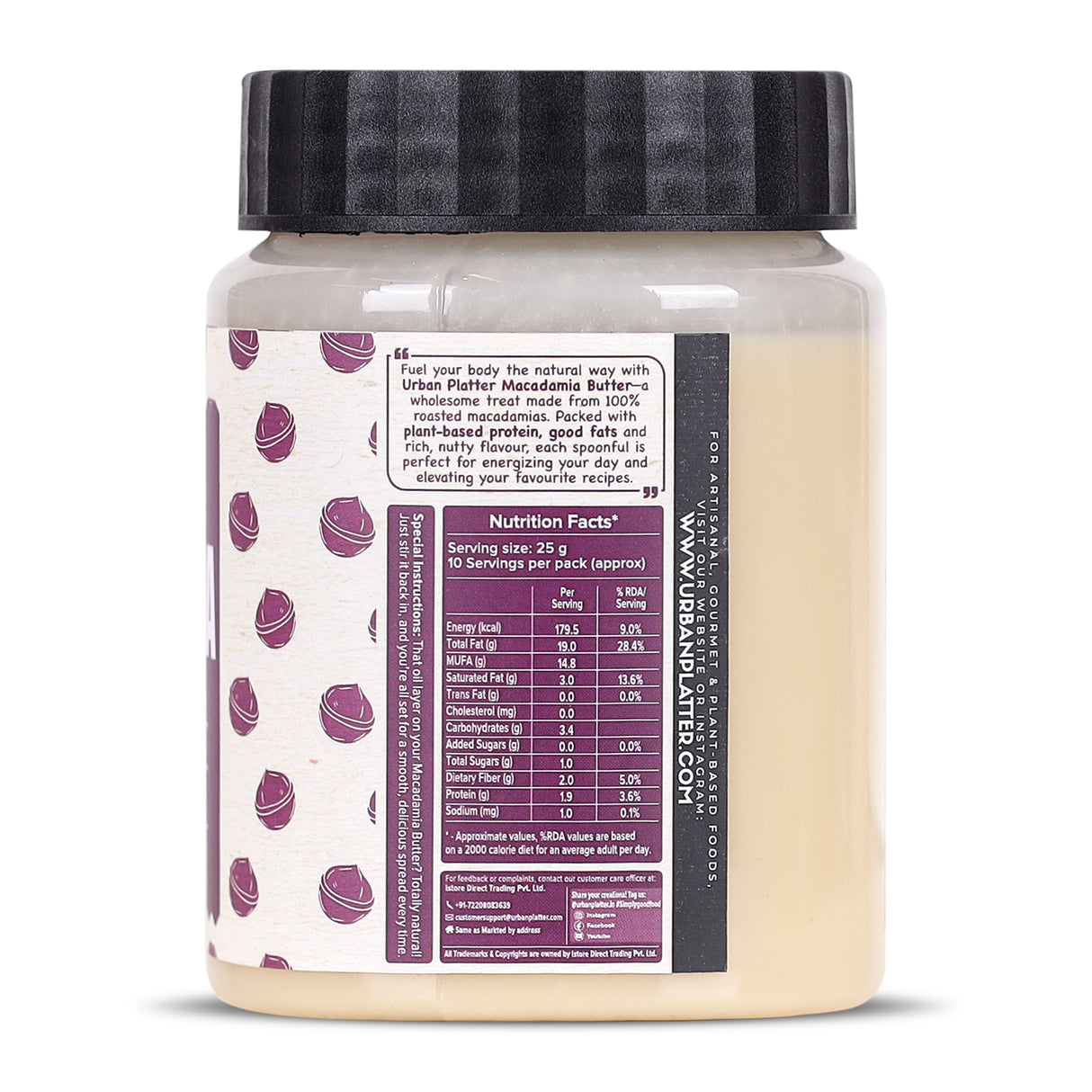 Urban Platter Macadamia Butter, 250g (Delicate Creamy Spread | Single Ingredient | Keto-Friendly)