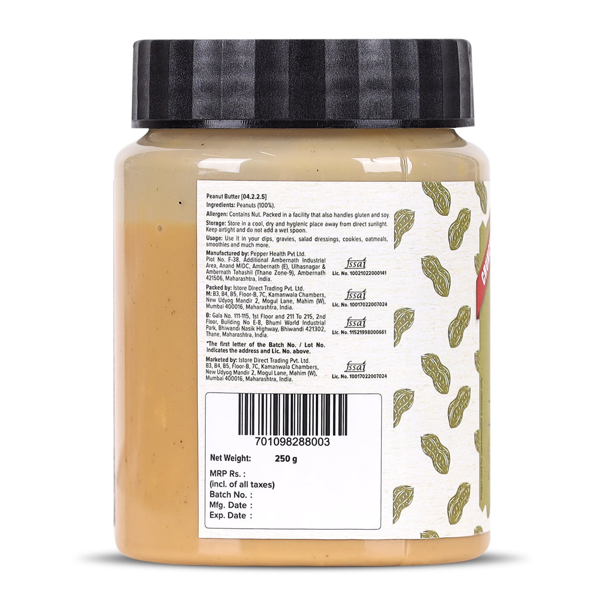 Urban Platter Crunchy Peanut Butter (Bold Roasted Flavour | Crunchy Texture | Single Ingredient | Keto-Friendly)