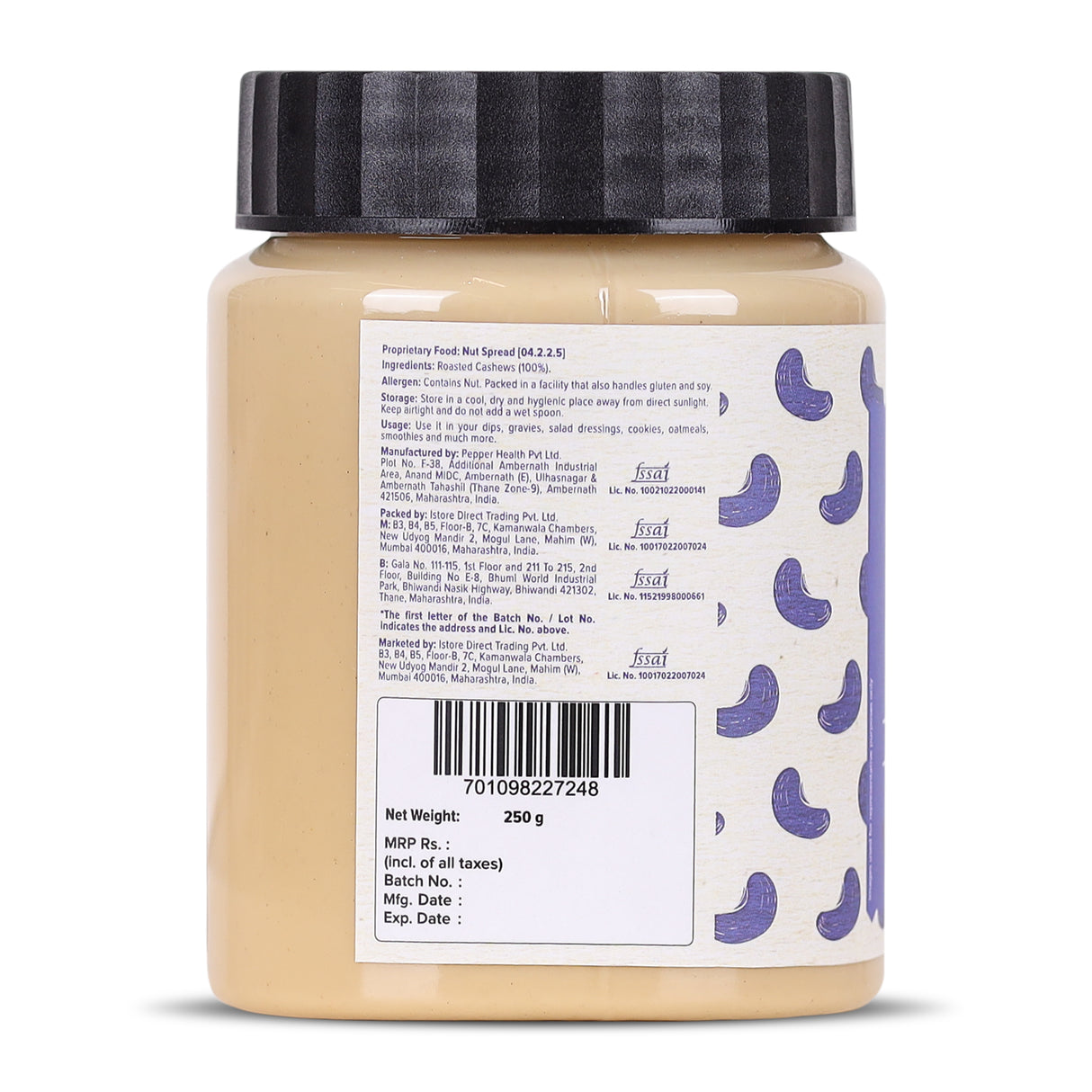 Urban Platter Cashew Butter, 250g (Rich & Creamy | Single Ingredient | Keto-Friendly)