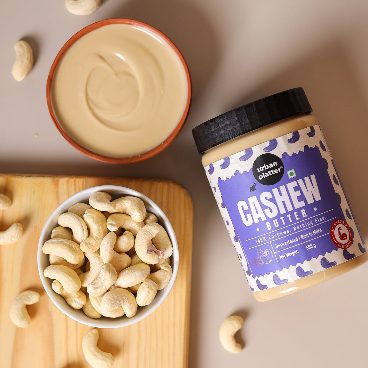Urban Platter Cashew Butter, 500g (Rich & Creamy | Single Ingredient | Keto-Friendly)