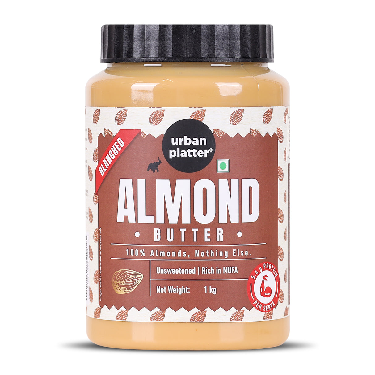 Urban Platter Almond Butter (Without Skin), 1Kg (Nutty Flavour | Single Ingredient | Keto-Friendly | Blanched Paste)