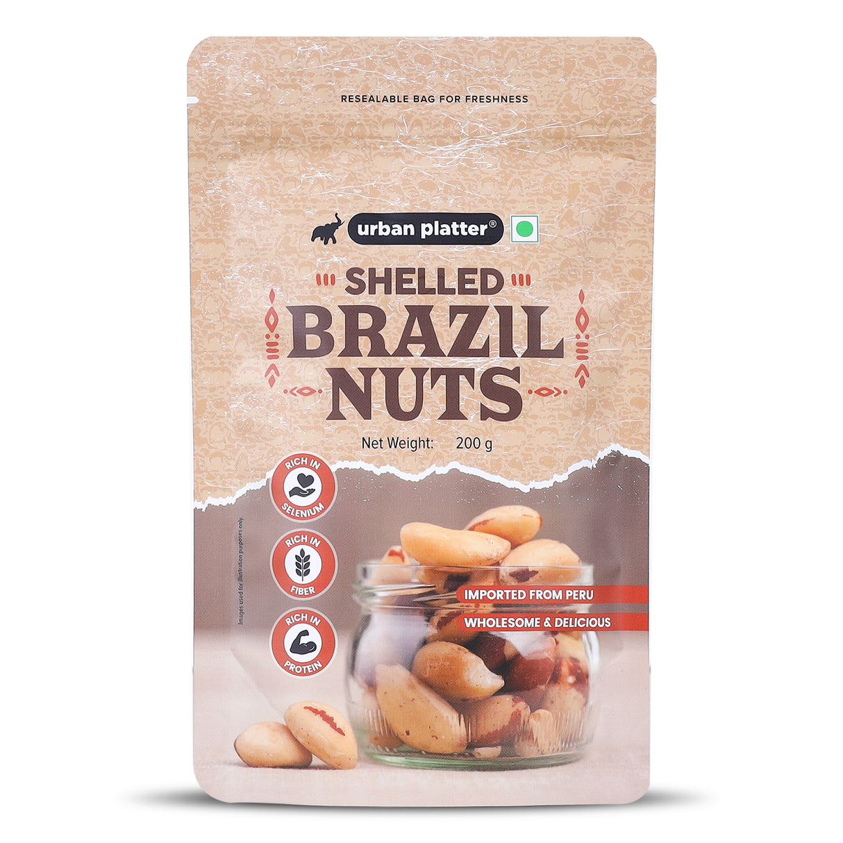 Urban Platter Brazil Nuts, 200g (Rich in Selenium | Superfood | Have 1 Daily | Product of Peru)