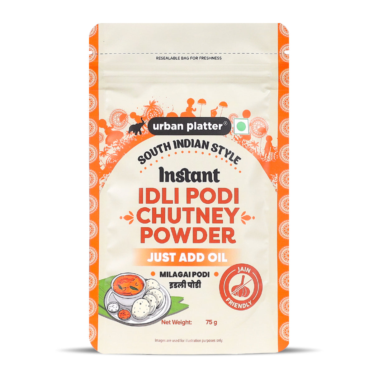 Urban Platter South Indian Style Instant Idli Chutney Powder, 75g (Milagai Podi | South Indian Gunpowder | Ready-to-Use | Perfect for Idli, Dosa and Rice)