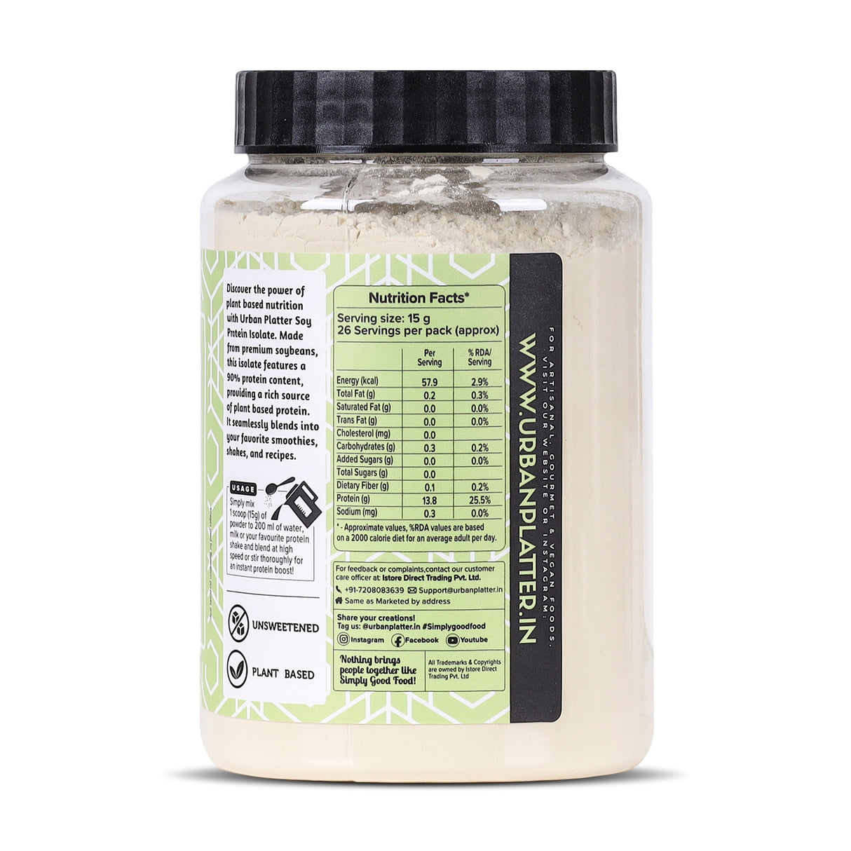 Urban Platter Soya Protein Isolate Powder, 400g