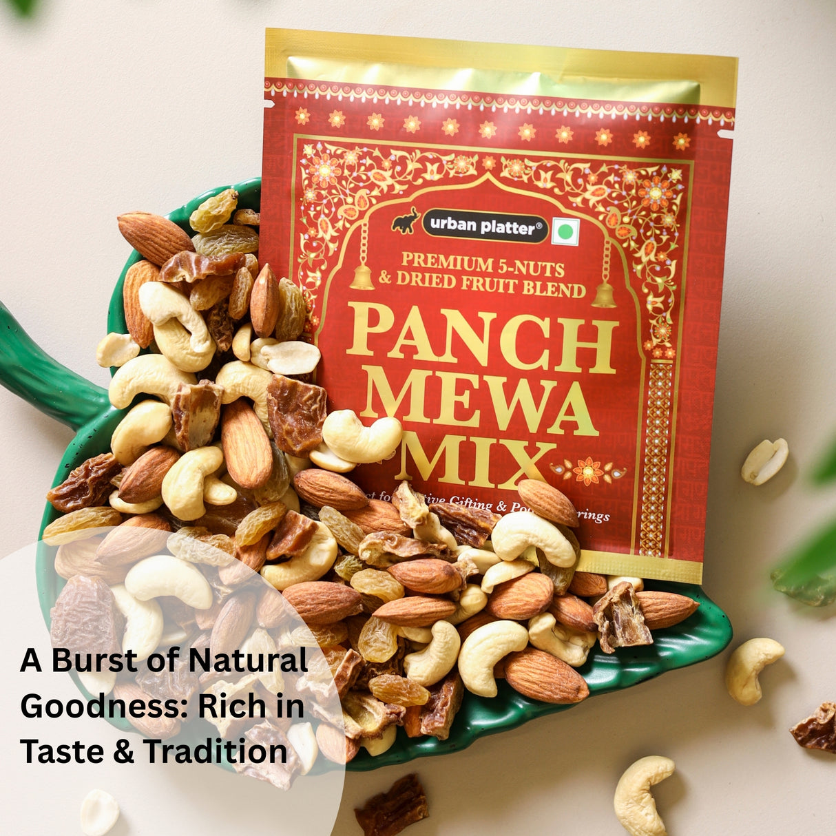 Urban Platter Panch Mewa Mix, 50g (Premium 5-Nuts & Dried Fruits Blend | Perfect for Festive Gifting & Pooja Offerings | Healthy Snacking)