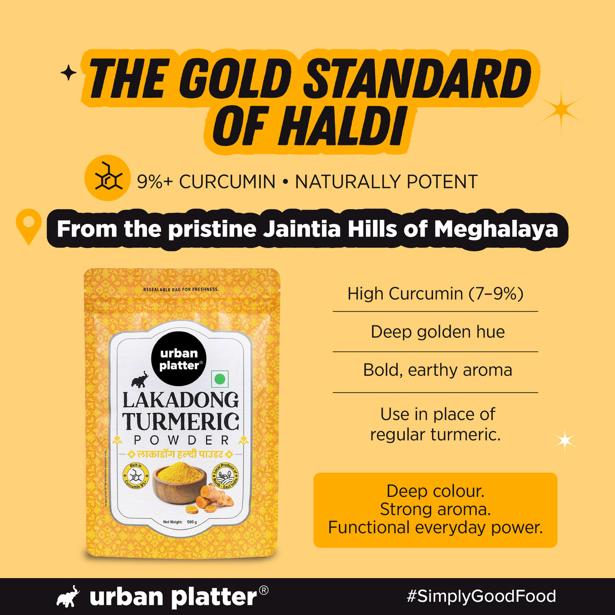 Urban Platter Lakadong Turmeric, 500g (High-Curcumin | Sourced from Meghalaya)