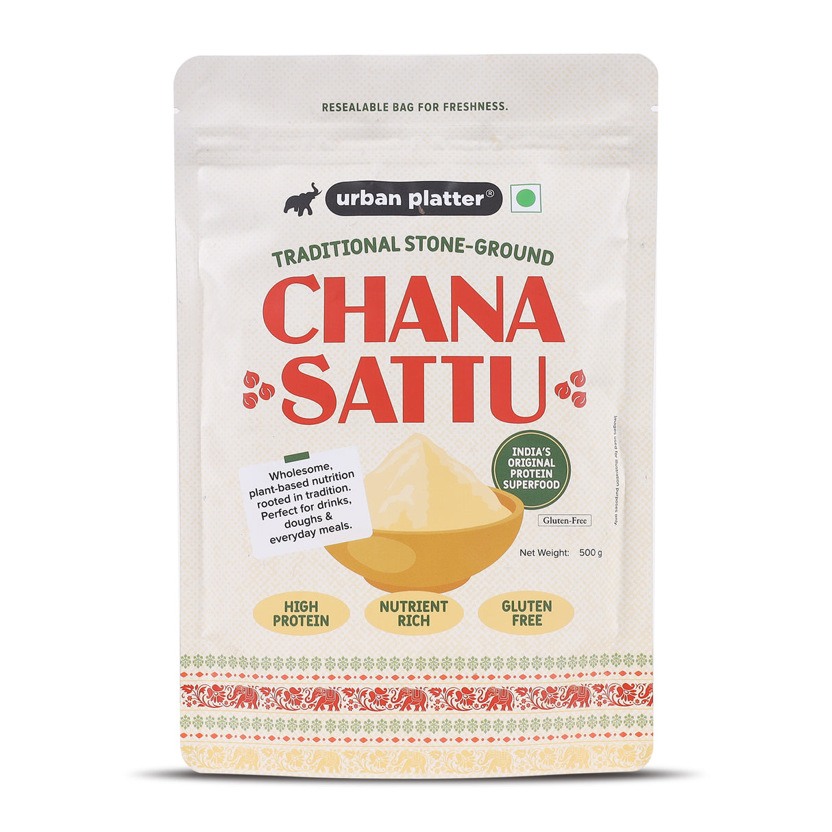 Urban Platter Chana Sattu Powder, 500g (Traditional Roasted Gram Flour | Rich in Protein | Perfect for Sattu Drink | Gluten Free)