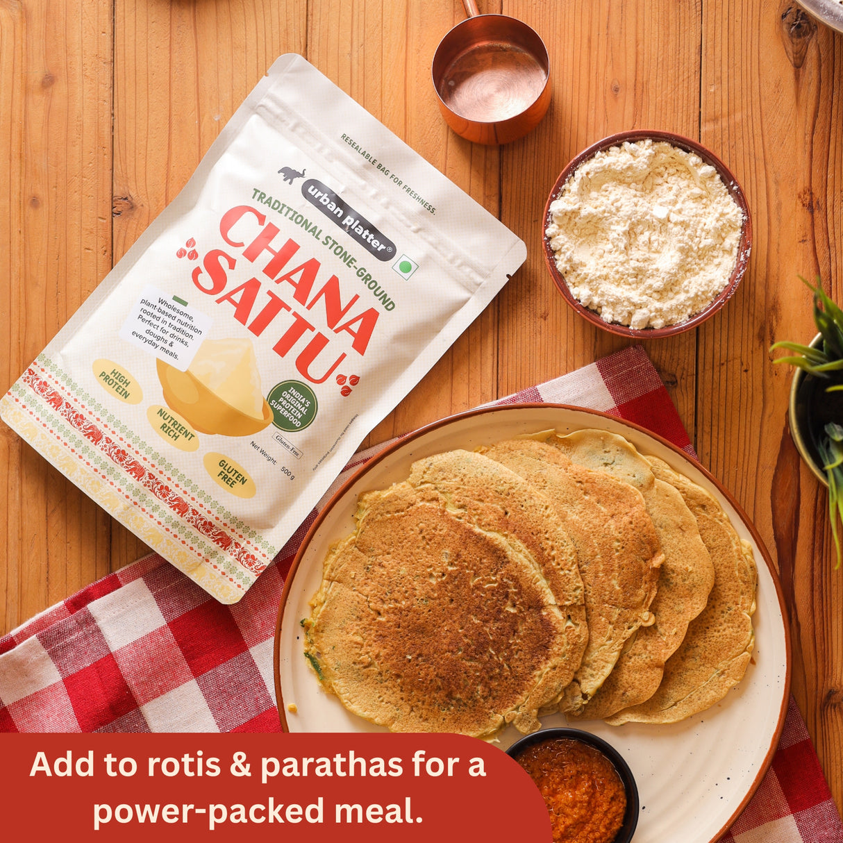 Urban Platter Chana Sattu Powder, 500g (Traditional Roasted Gram Flour | Rich in Protein | Perfect for Sattu Drink | Gluten Free)