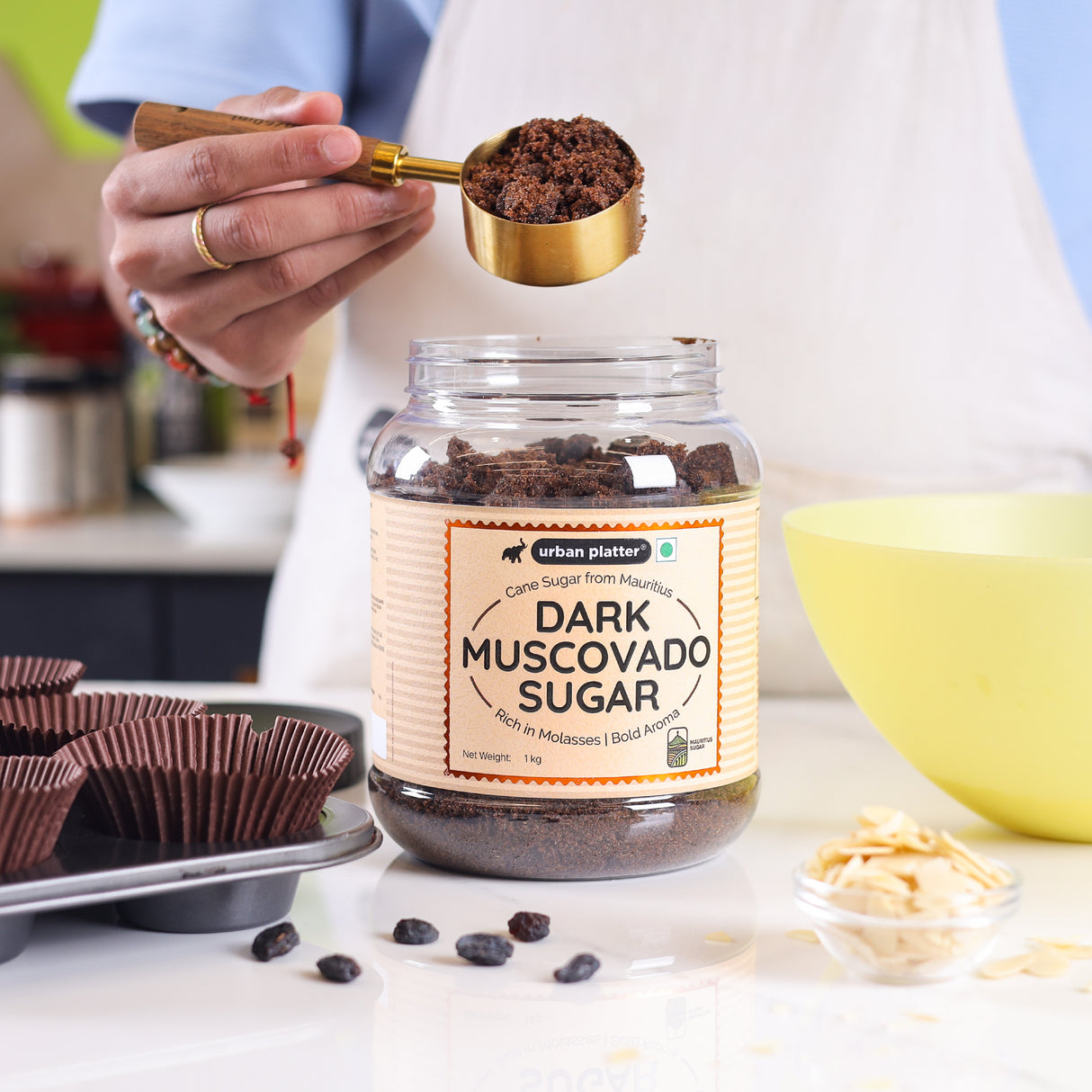 Urban Platter Mauritian Dark Muscovado Sugar, 1kg (Rich & Intense | Perfect for indulgent Baking & Desserts)