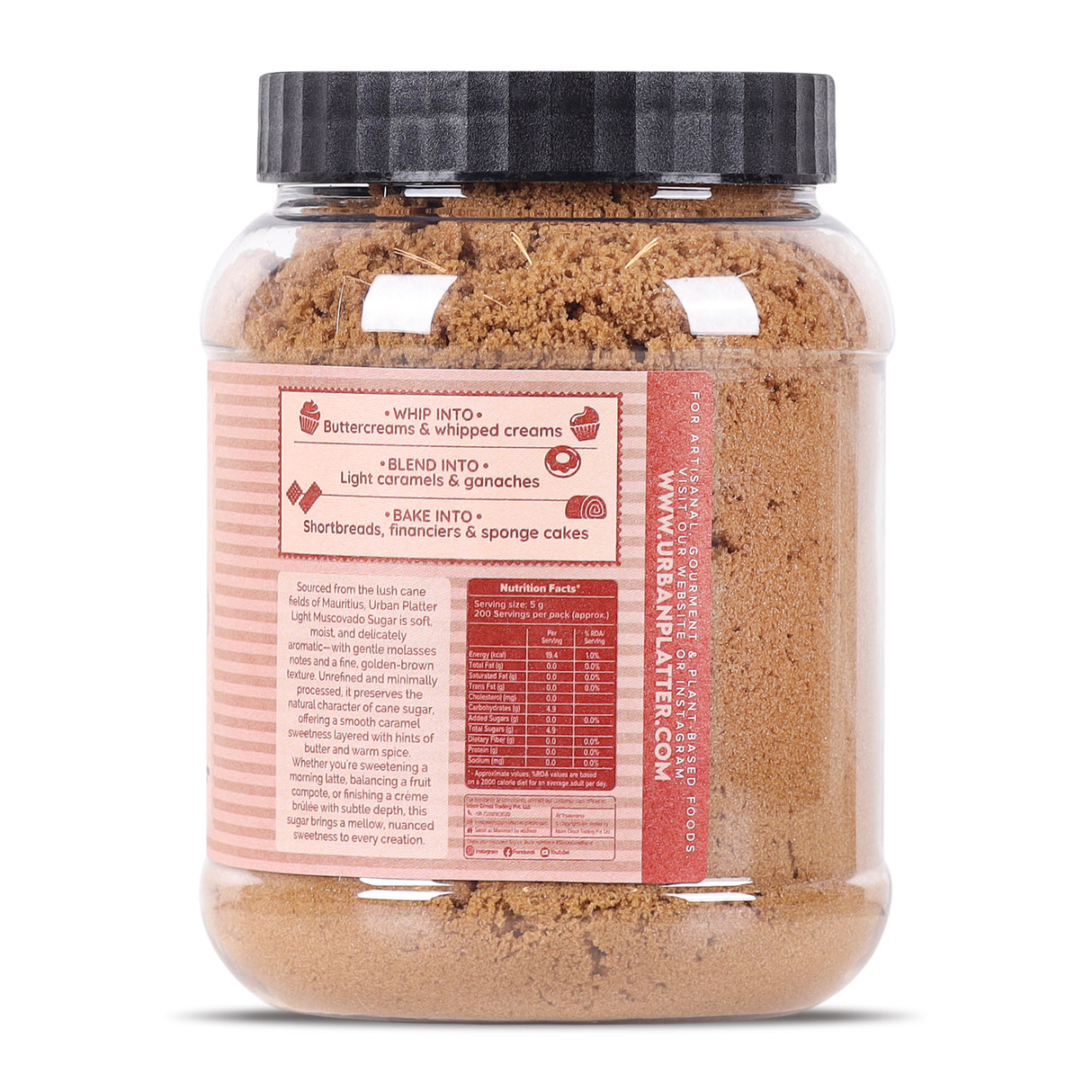 Urban Platter Mauritian Light Muscovado Sugar, 1kg (Golden Hues & Gentle Molasses | Great for Bakes, Caramels & Sauces)