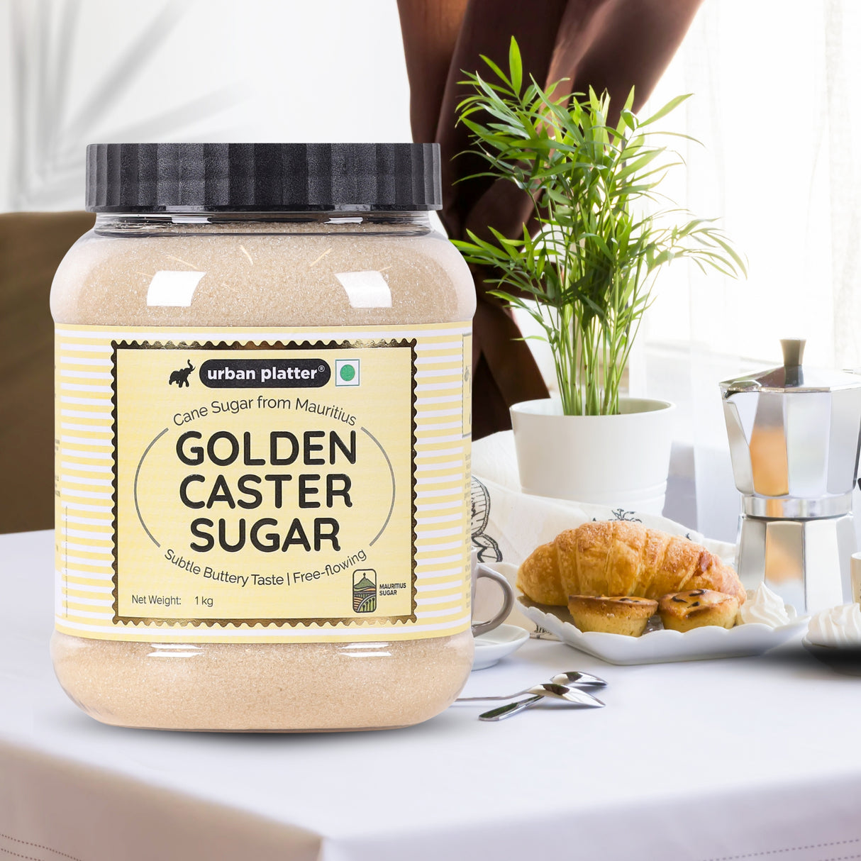 Urban Platter Mauritian Golden Caster Sugar, 1kg (Fine & Fluffy | Perfect for Cakes, Sponges & Whipped Desserts)