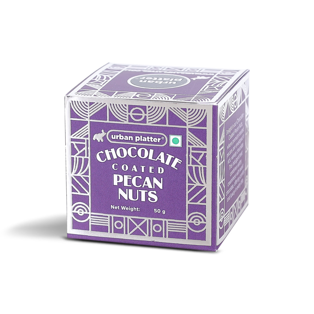 Urban Platter Chocolate Coated Pecan Nuts, 50g (58% Belgian Dark Chocolate | Handcrafted & Artisanal | Perfectly Plant-Based)