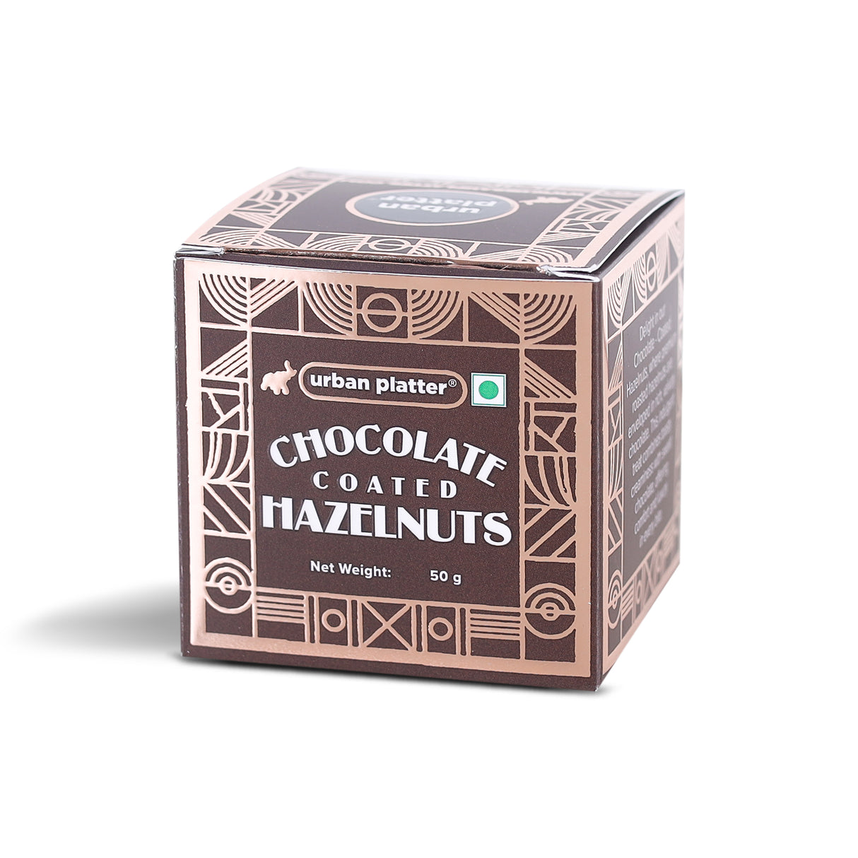 Urban Platter Chocolate Coated Hazelnuts, 50g (58% Belgian Dark Chocolate | Handcrafted & Artisanal | Perfectly Plant-Based)