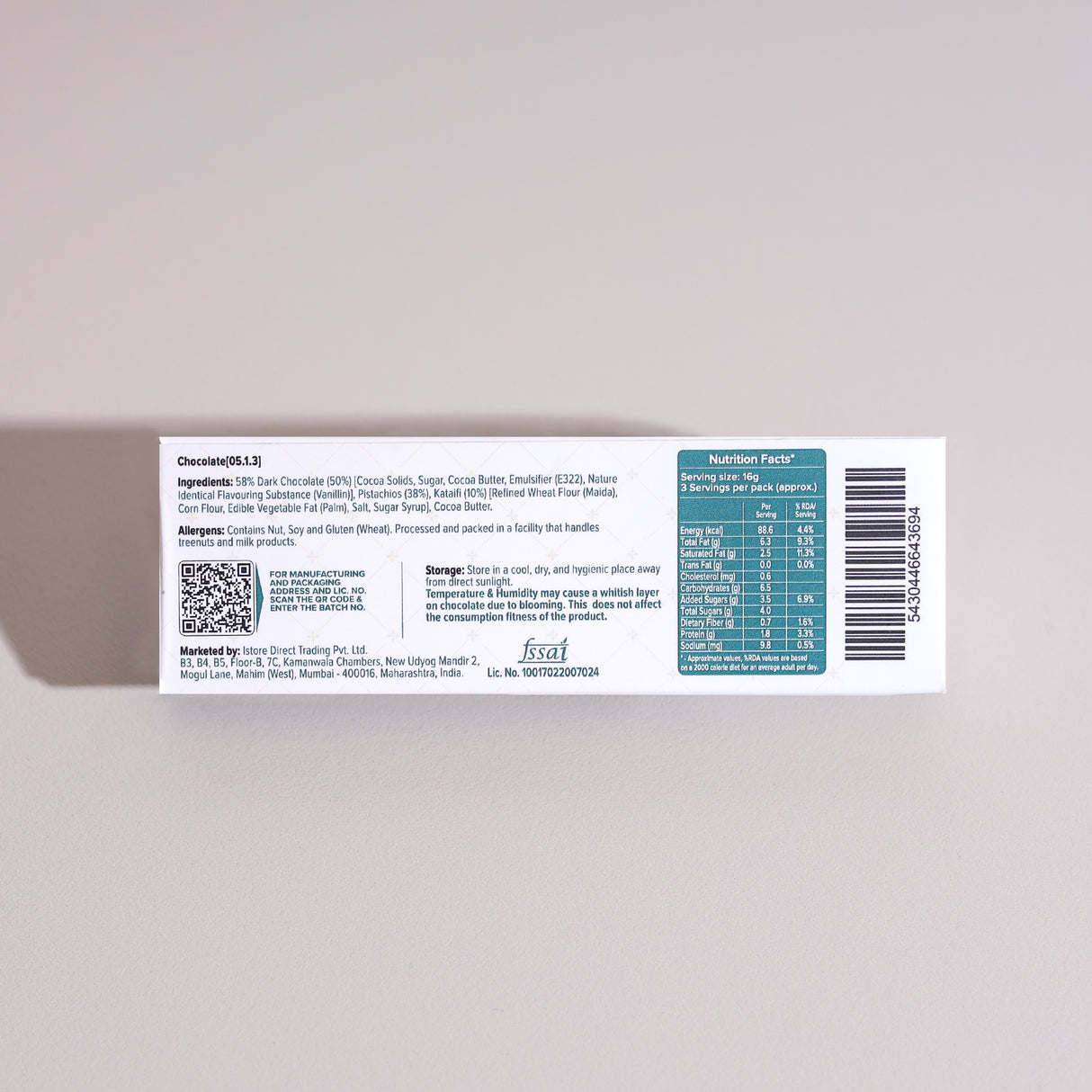 Urban Platter Pistachio Kunafa Bar, 50g (Middle Eastern Inspired Chocolate Bar Filled with Pistachio Butter & Kataifi, 58% Belgian Chocolate, Plant-Based)