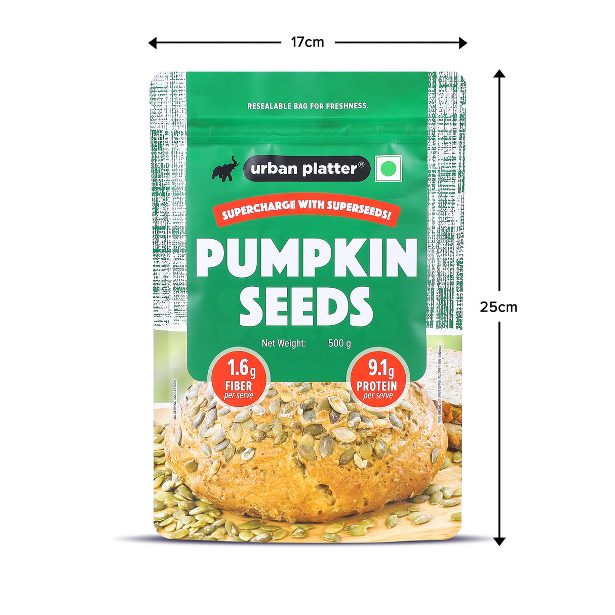 Urban Platter Pumpkin Seeds, 500g (Pepitas, Naturally Rich in Protein & Healthy Fats, Snack, Sprinkle & Bake)
