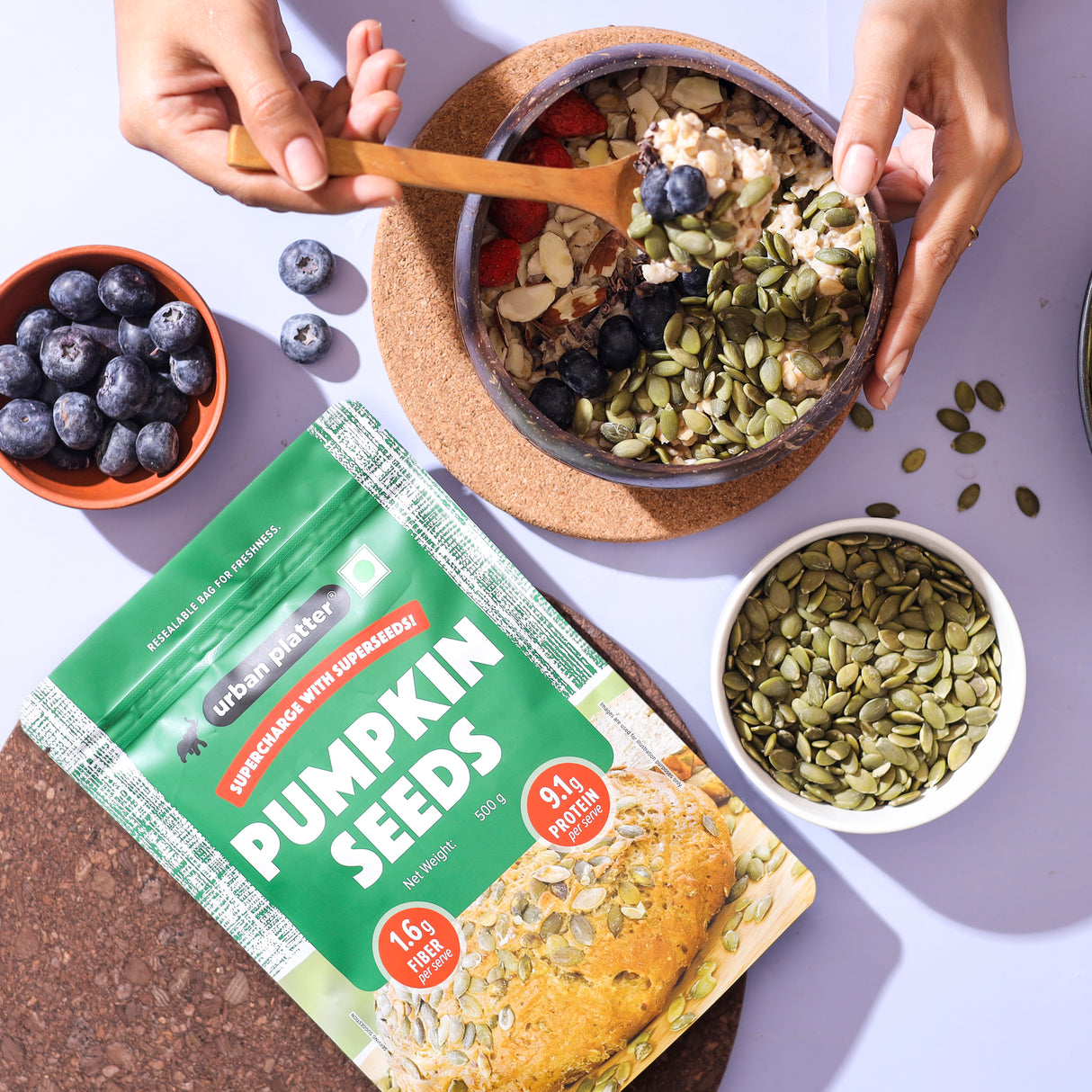 Urban Platter Raw Pumpkin Seeds, 500g (Use in Salads, Trail Mixes, Baked Goods, Granola Bars, Desserts | Keto Diet Friendly | Immunity Booster | Pepitas Seeds | Healthy Superfood Snack)