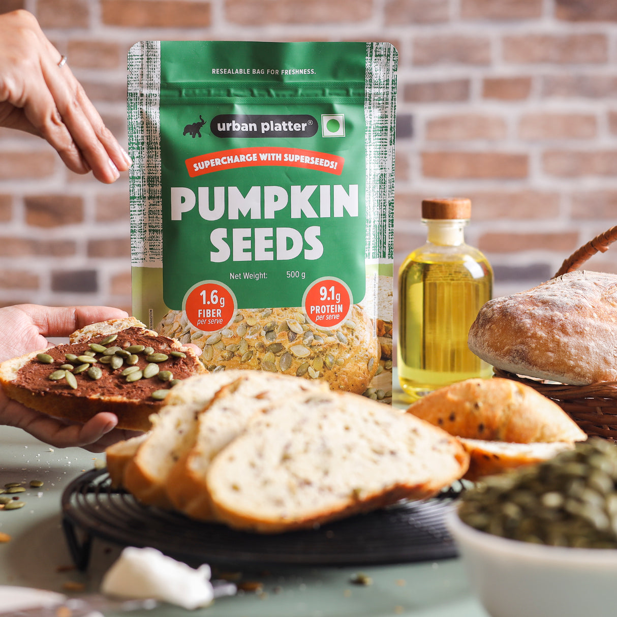 Urban Platter Pumpkin Seeds, 500g (Pepitas, Naturally Rich in Protein & Healthy Fats, Snack, Sprinkle & Bake)