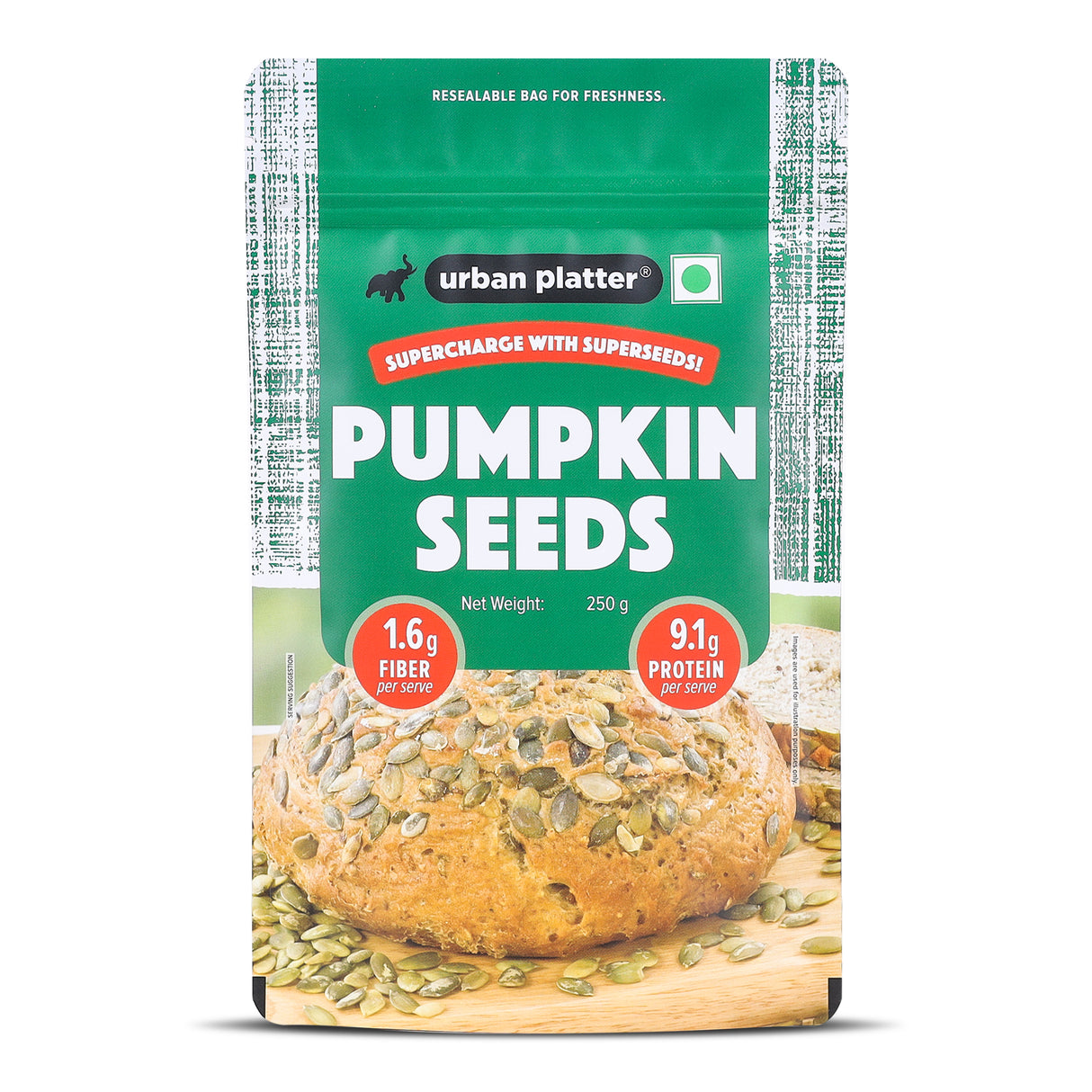 Urban Platter Pumpkin Seeds, 250g (Pepitas | Naturally Rich in Protein & Healthy Fats | Snack, Sprinkle & Bake)
