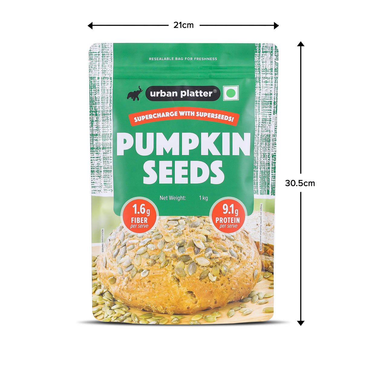 Urban Platter Pumpkin Seeds, 1kg (Pepitas, Naturally Rich in Protein & Healthy Fats, Snack, Sprinkle & Bake)