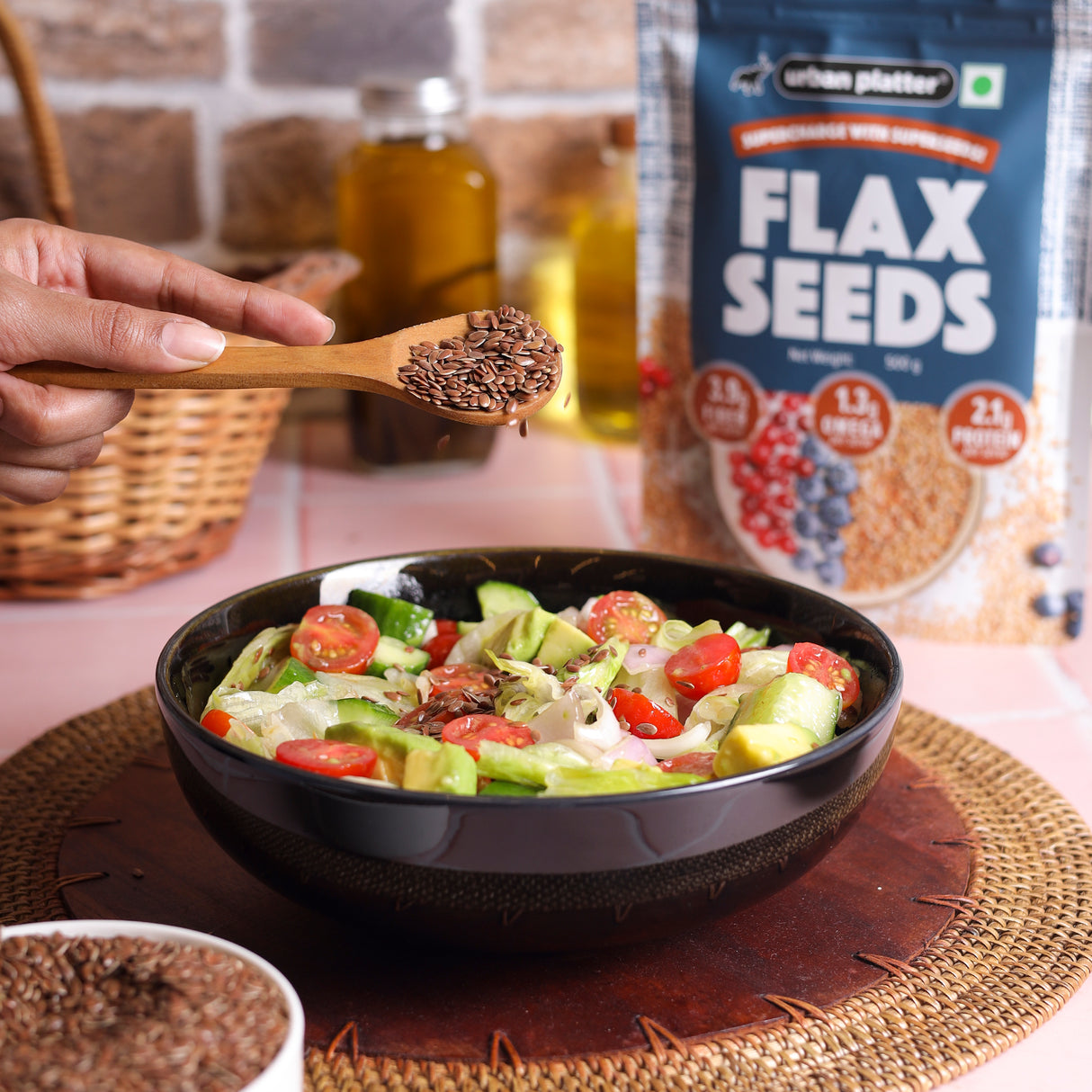 Urban Platter Flax Seeds, 500g (Alsi, Heart-Healthy, Protein and Fiber Rich, Use in salads, After meal Digestive)
