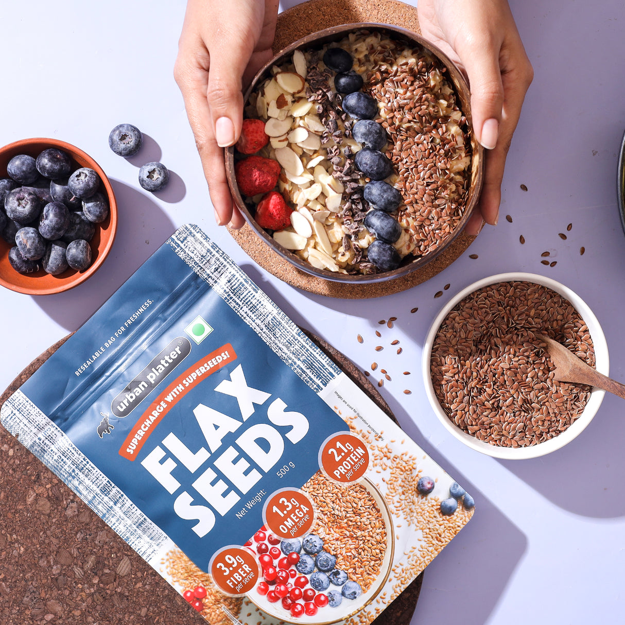 Urban Platter Flax Seeds, 500g (Alsi, Heart-Healthy, Protein and Fiber Rich, Use in salads, After meal Digestive)