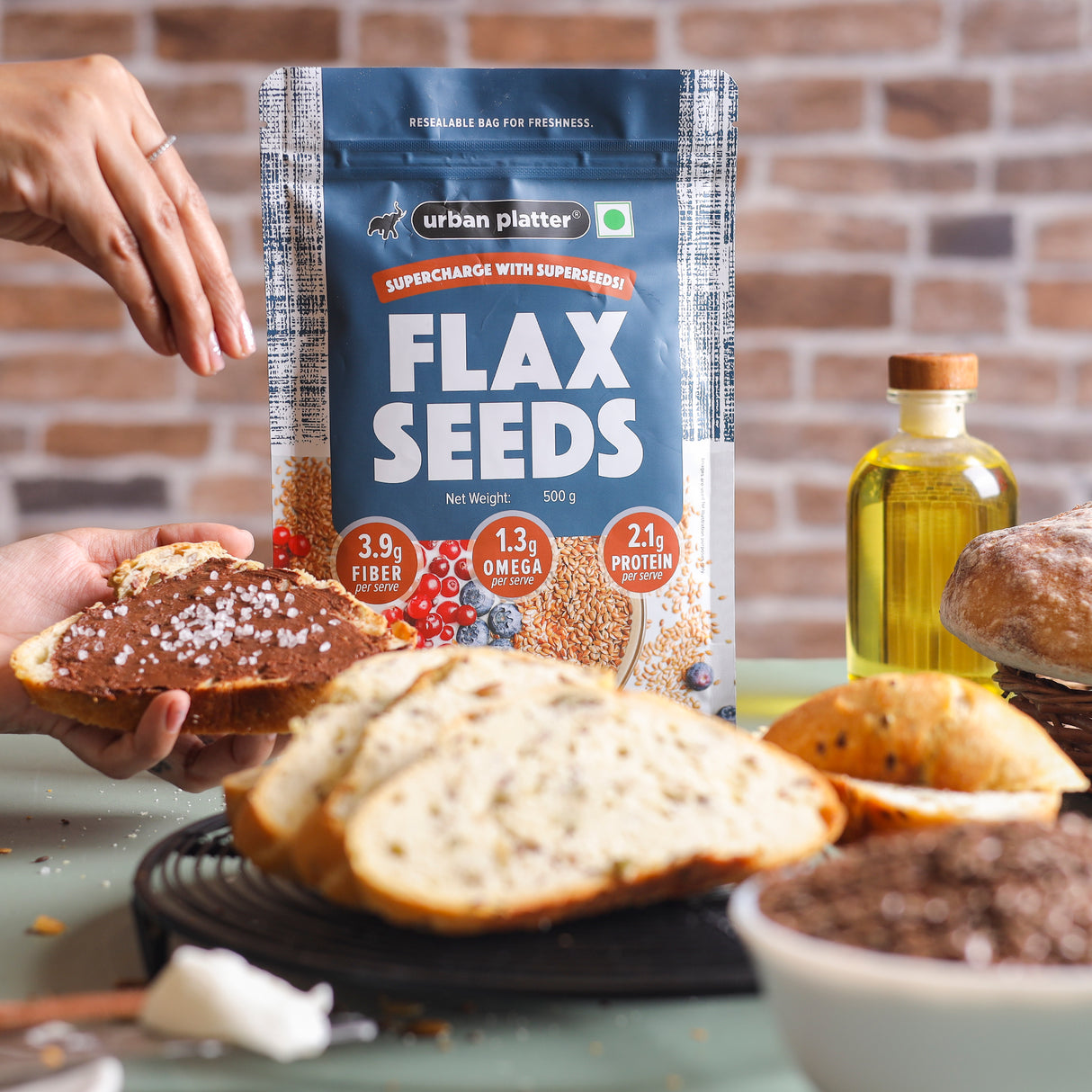Urban Platter Flax Seeds, 500g (Alsi, Heart-Healthy, Protein and Fiber Rich, Use in salads, After meal Digestive)