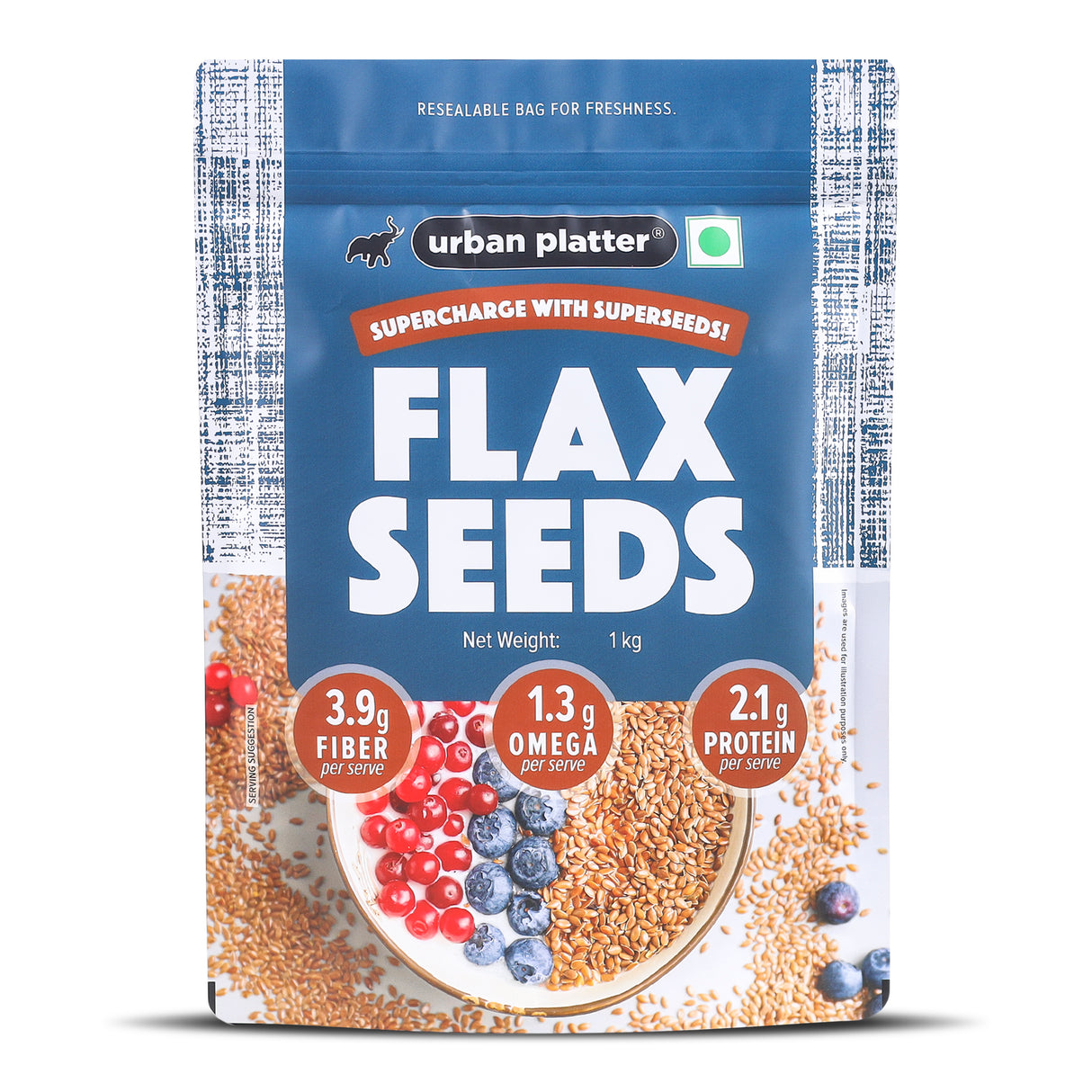 Urban Platter Flax Seeds, 1kg (Alsi, Heart-Healthy, Protein and Fiber Rich, Use in salads, After meal Digestive)