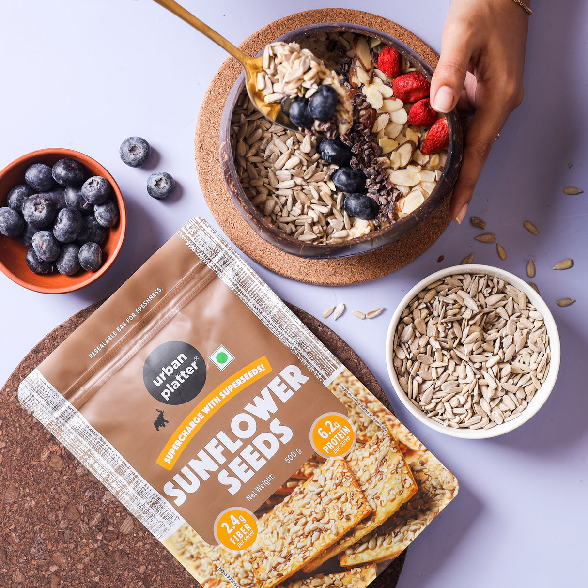 Urban Platter Raw Sunflower Seeds, 1Kg | Pack of 2 - 500g (Use in Salads, Trail Mixes, Baked Goods, Granola Bars, Desserts | Source of Protein & Fibre | Keto Diet Friendly | Imm...