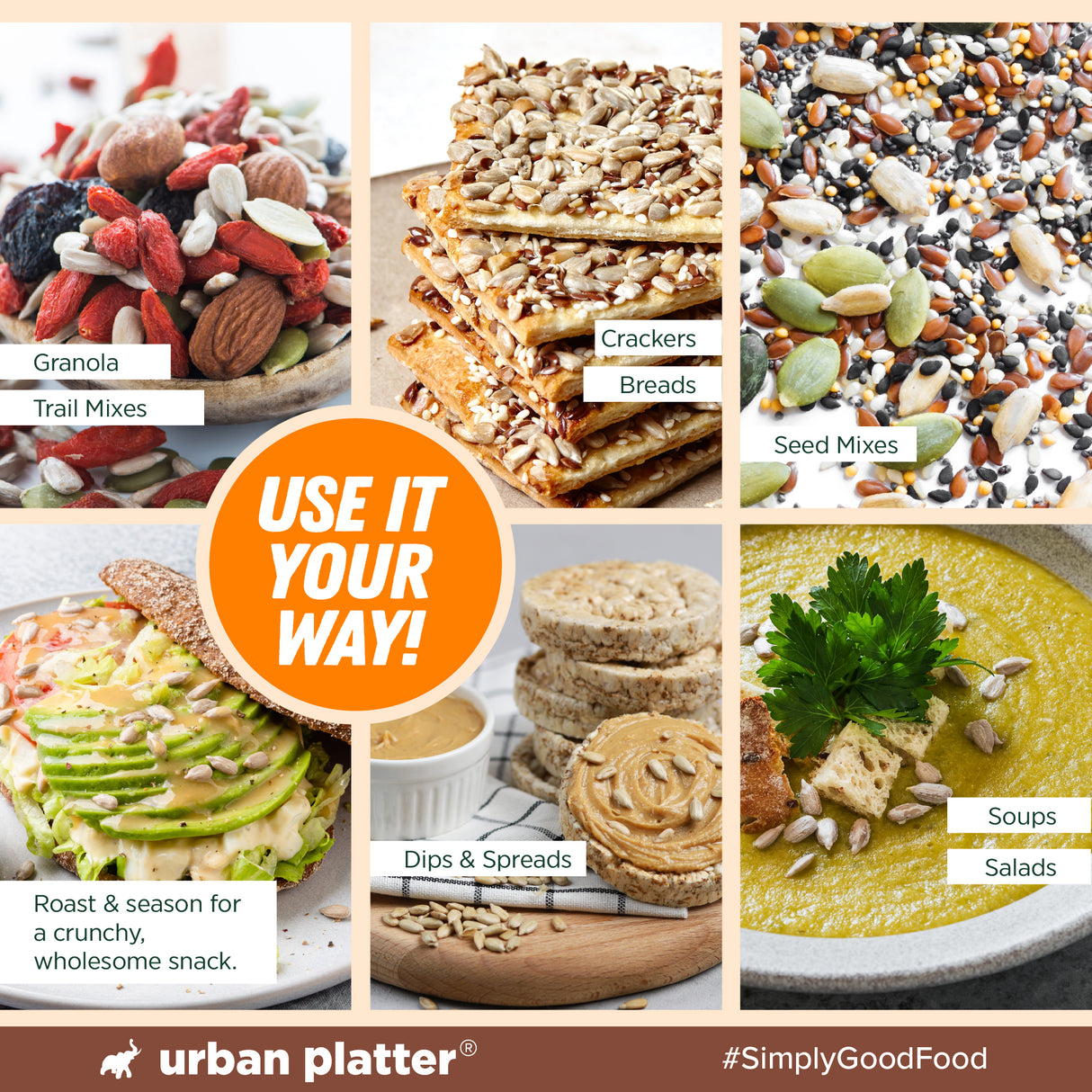 Urban Platter Raw Sunflower Seeds, 1Kg | Pack of 2 - 500g (Use in Salads, Trail Mixes, Baked Goods, Granola Bars, Desserts | Source of Protein & Fibre | Keto Diet Friendly | Imm...