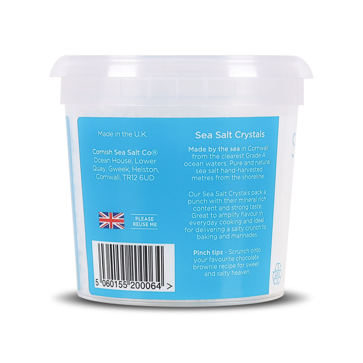 Cornish Sea Salt Crystals, 225g, Hand-Harvested Premium Pyramid Salt from Cornwall, Perfect Finishing Touch for Salads & Gourmet Cooking