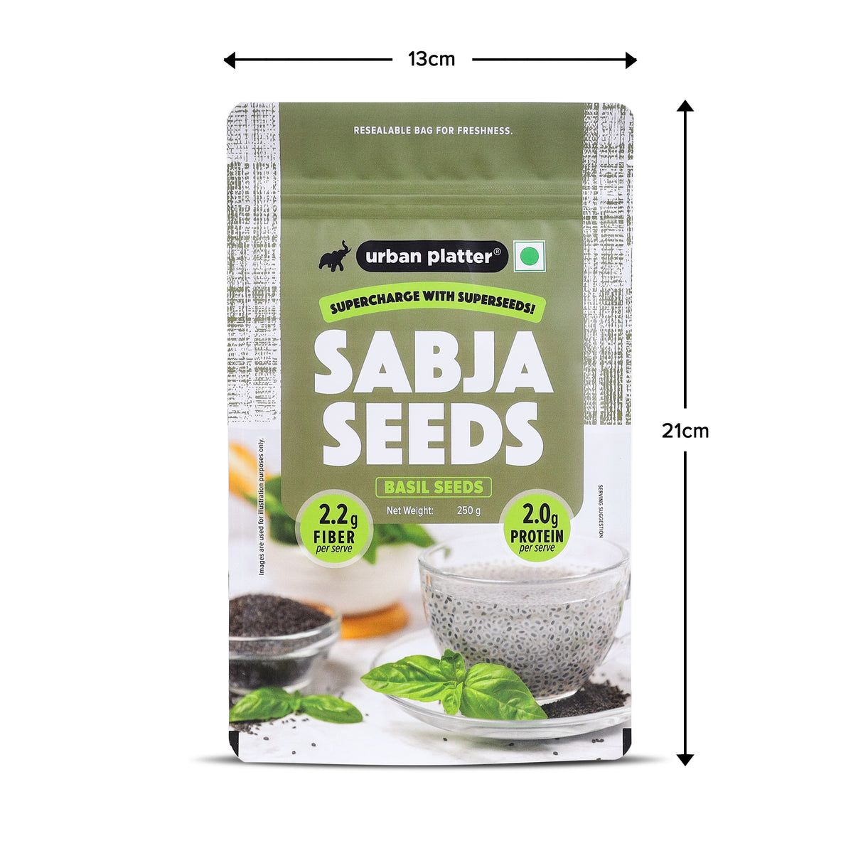 Urban Platter Sabja Seeds, 250g (Natural Body Coolant, Aids in Digestion, Ayurveda Superfood, Rich in Protein & Fiber)