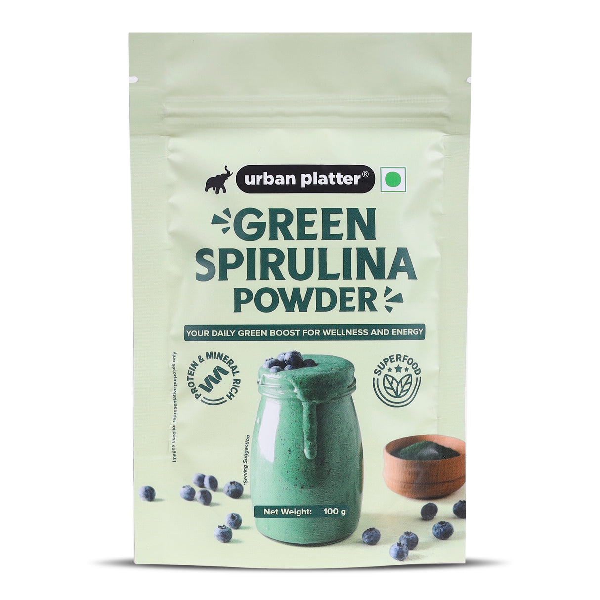 Pure Spirulina Powder, 100g (Naturally Nutrient-Dense | Supports Energy, Immunity & Detox | Rich in Protein & Iron)