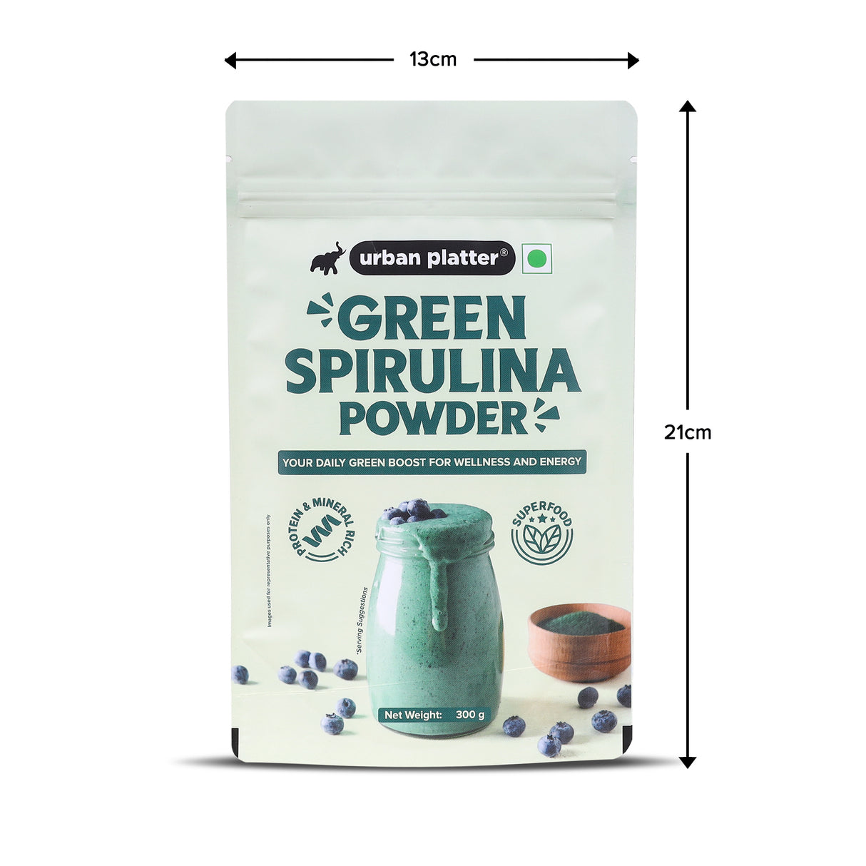 Urban Platter Pure Spirulina Powder, 300g (Naturally Nutrient-Dense | Supports Energy, Immunity & Detox | Rich in Protein & Iron)
