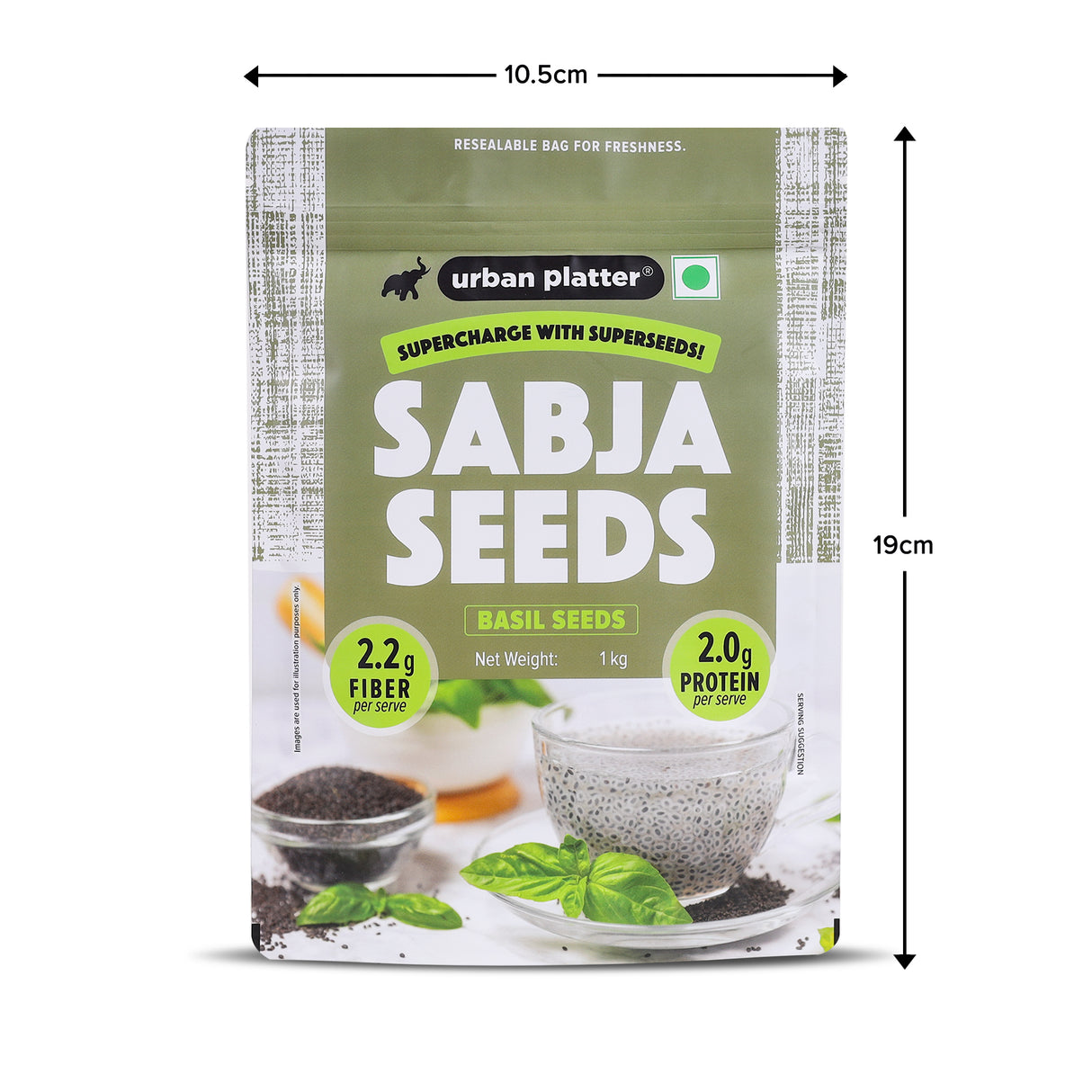 Urban Platter Sabja Seeds, 1kg (Natural Body Coolant, Aids in Digestion, Ayurveda Superfood, Rich in Protein & Fiber)