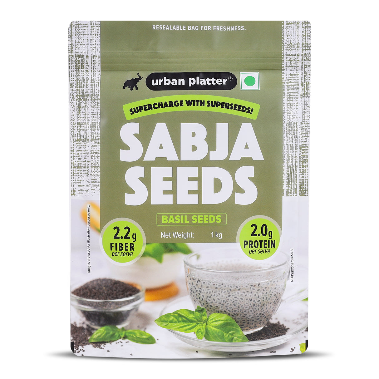 Urban Platter Sabja Seeds, 1kg (Natural Body Coolant, Aids in Digestion, Ayurveda Superfood, Rich in Protein & Fiber)