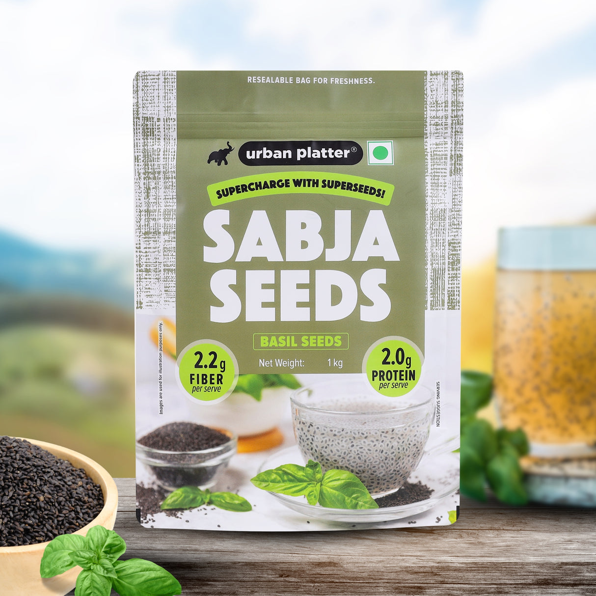 Urban Platter Sabja Seeds, 1kg (Natural Body Coolant, Aids in Digestion, Ayurveda Superfood, Rich in Protein & Fiber)