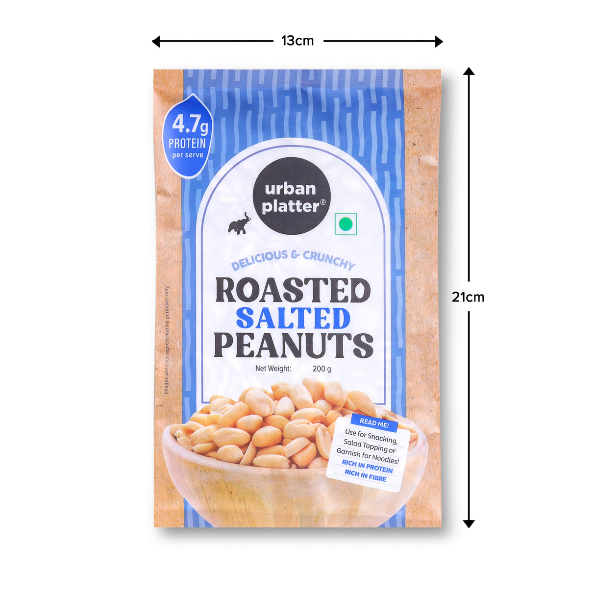 Urban Platter Roasted Salted Peanuts, 200g (Skin Removed | Vacuum Packed | Product of Bharuch | Oil-Free)