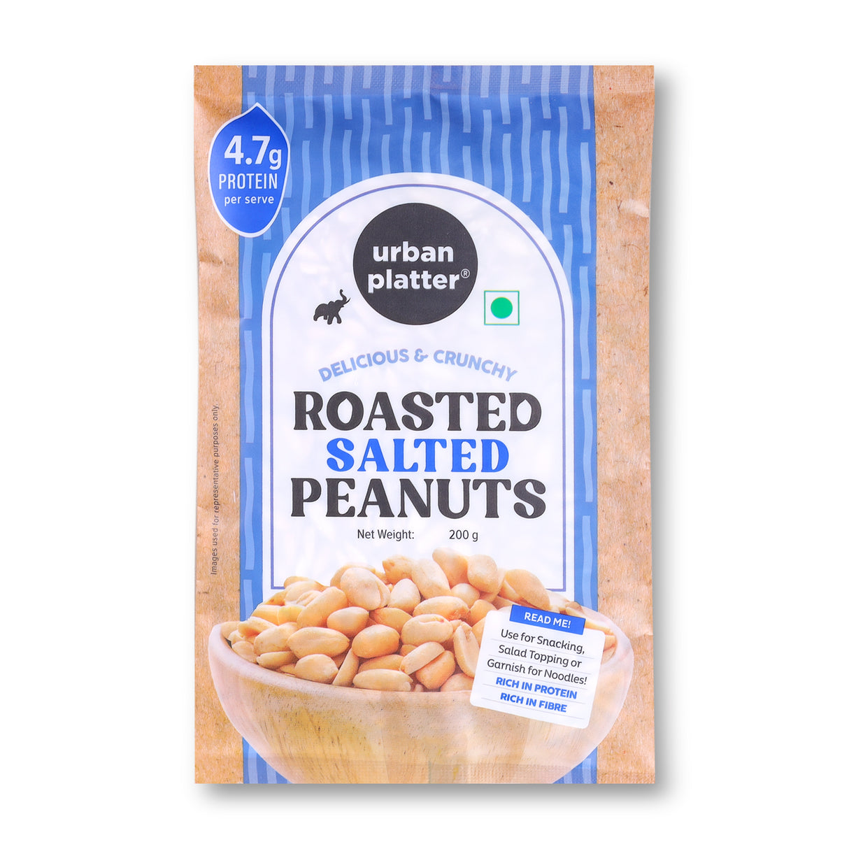 Urban Platter Roasted Salted Peanuts, 200g (Skin Removed | Vacuum Packed | Product of Bharuch | Oil-Free)