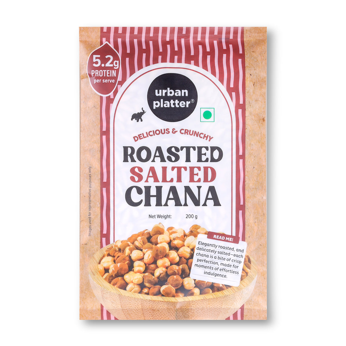 Urban Platter Roasted Salted Chana, 200g (With Skin | Vacuum Packed | Protein-packed Healthy Snacking)