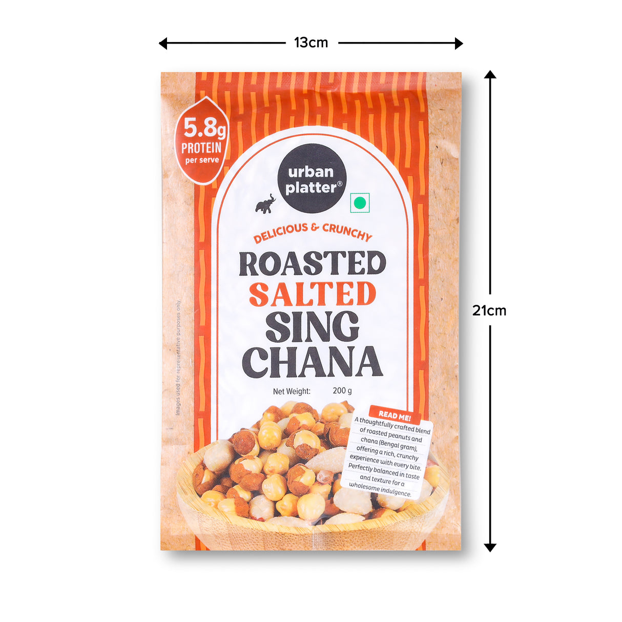 Urban Platter Roasted Salted Sing Chana, 200g (The OG Indian Protein-rich Healthy Snack | Vacuum Packed)