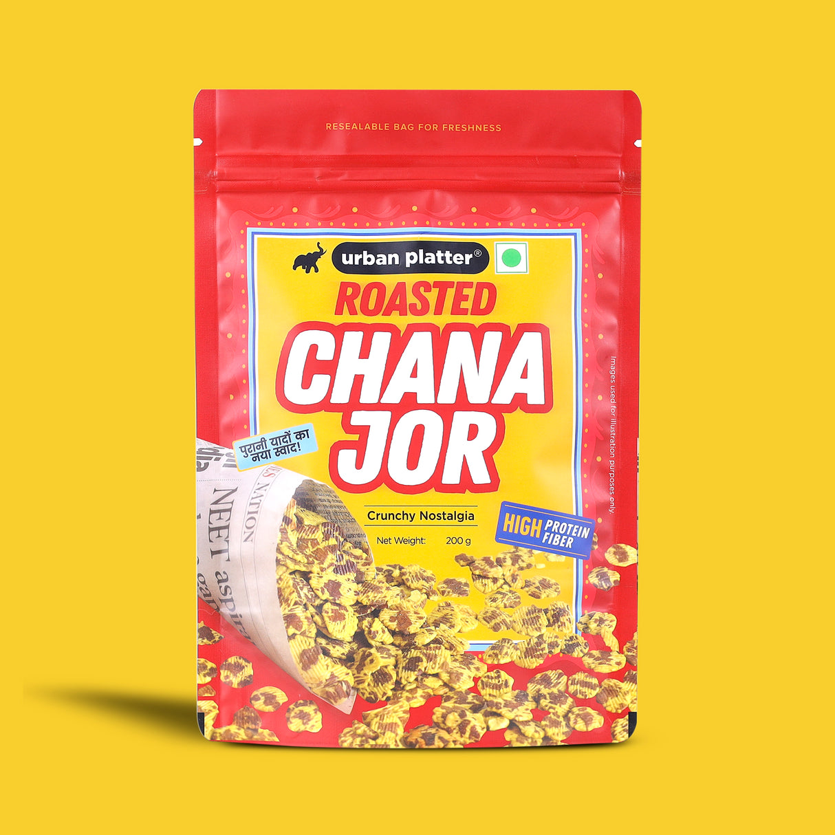 Urban Platter Roasted Chana Jor, 200g (High Protein, High Fiber Snack | Roasted, Not Fried | Nostalgic Indian Snack, Mindfully Made | Flattened Whole Bengal Gram)